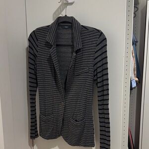 Theory Charcoal and Black Striped Blazer